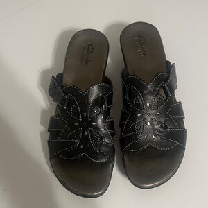 Clarks Women's Black Cut-Out Sandals